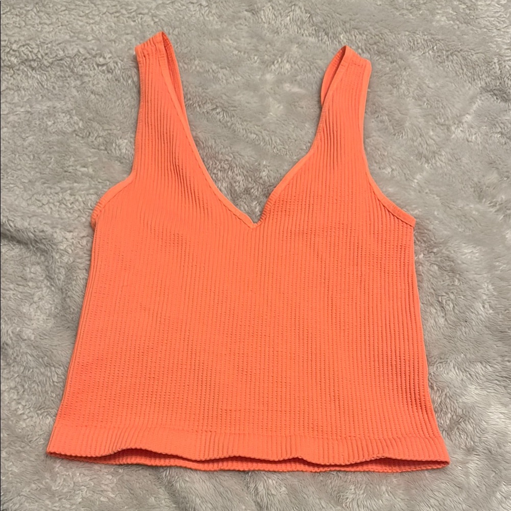 Vibrant Orange Ribbed Tank Top